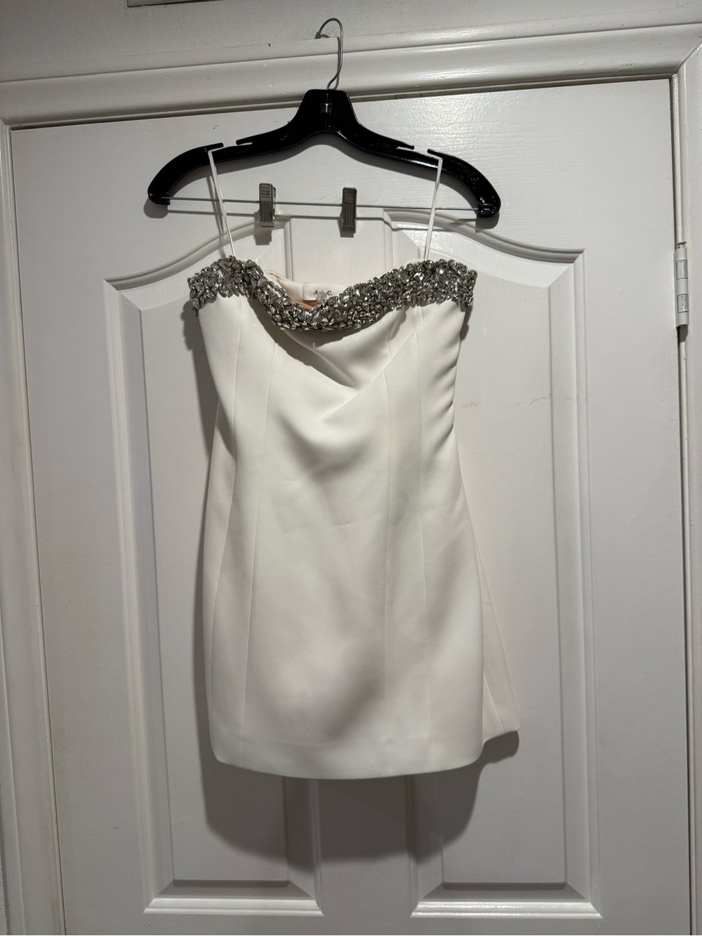 A.L.C. Ivory Crystal Embellished Strapless Mini Dress Size 4